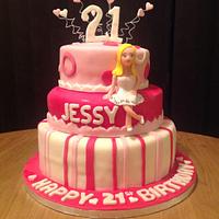 Three Tiered 21st Birthday Cake 