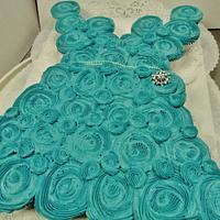 Rosette cupcake dress bridal shower