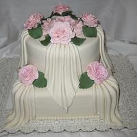 Roses & Drapes Bridal Shower Cake