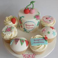 Cath Kidson Hand Painted Cake & Cupcakes