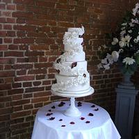 5 tier Rose Cascade Wedding Cake