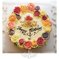 Butter cream Roses Birthday Cake 