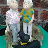 Walking the dog- Topper for a 50th Anniversary cake