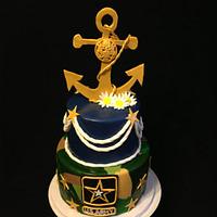 Navy, Army birthday cake