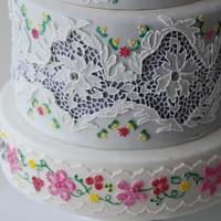 Wedding Cake Inspired by a vintage lace and embrodeiry