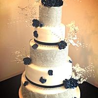 Navy blue & diamond Wedding Cake