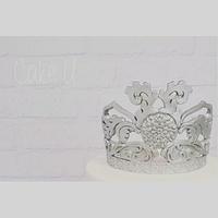 Silver Confetti Cake with Silver Tiara