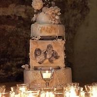 Painted wedding cake for athletes /Spartan race cake