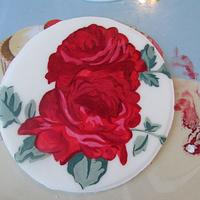 Hand Painted Roses Valentine's Cake