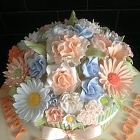 A cake full of flowers