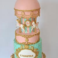 Pastel carousel cake
