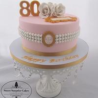 Elegant 80th Birthday Cake