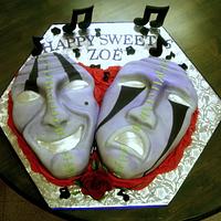 Theatrical Mask Sweet 16 Cake
