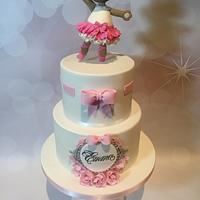 Ballerina bear christening cake
