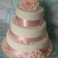 Pink Rose Wedding cake