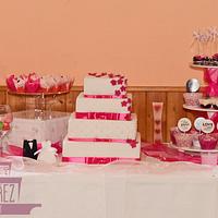 Wedding cake with sweet bar