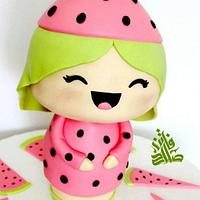 watermelon momiji doll cake