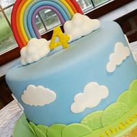 Rainbow and clouds cake