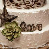 Rustic Buttercream and Birch Wedding Cake with Gumpaste Accents