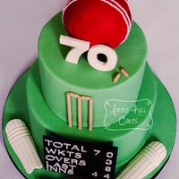 Cricket Themed 70th Birthday Cake