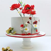 Cake with painted poppies