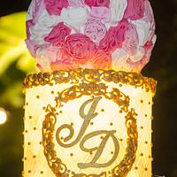 4 Layer Lighted Wedding Cake on a Swing