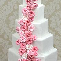 Pink Rose Wedding Cake