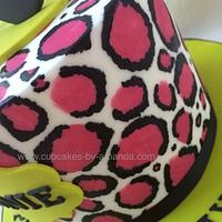 Pink Leopard Print & Lime Moustache Cake