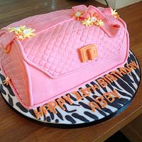 Pink handbag cake