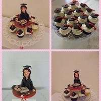 Graduation cake  topper and cupcakes