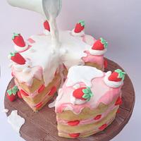 Cake with pouring cream jug