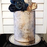 Navy and Gold Wafer Paper Cake