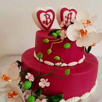 Weding cake with Orchid flower