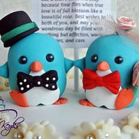 Cute Penguin Anniversary Cake