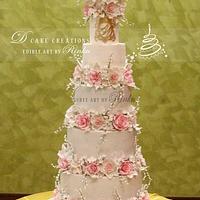 5 Tier Floral Wedding Cake