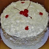 Coconut cake with buttercream flowers