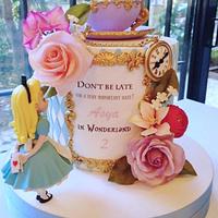 Floral Alice in Wonderland Cake