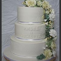 Waterfall wedding cake