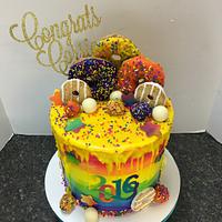 Rainbow Graduation Cake
