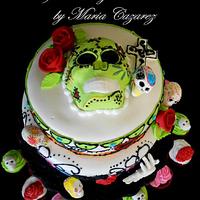 Dia De Los Muertos Theme Birthday Cake