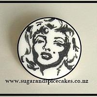 Marilyn - Hand painted Sillouette Cupcake topper - done free-hand
