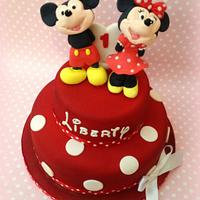 Mickey & Minnie Mouse 1st Birthday Cake