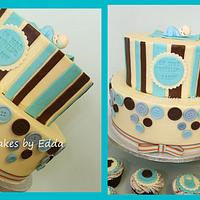 baptism cake + cupcakes