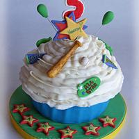 Baseball themed big cupcake
