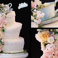 Spring mad hatter wedding cake