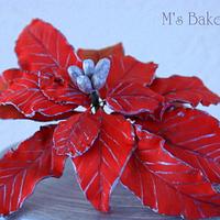 Red Christmas Flowers and Painted Silver