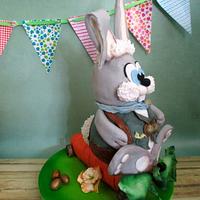 Fondant Cake Topper Sweet Easter Collaboration - The Easter Bunny brengs the eggs...