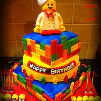 Chef Lego cake for a 'build your own pizza' party! 