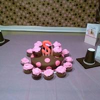 Brown and pink fondant cake