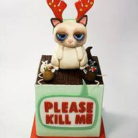 Grumpy Cat Christmas Cake by www.tartarte.com